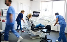 Dentists in a rush to help a patient