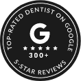 Top rated dentist on Google badge