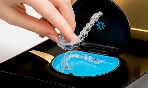 Invisalign trays in a storage case 