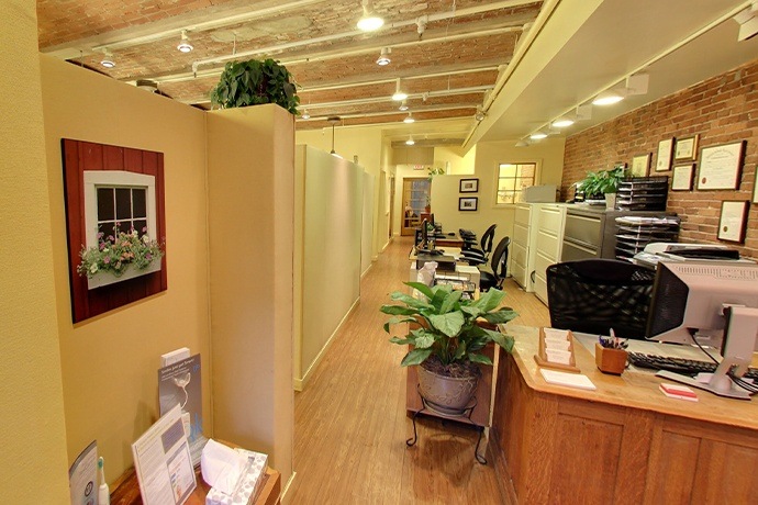 Hallway to dental treatment rooms