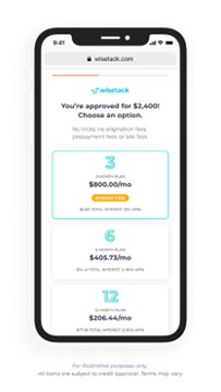 an illustration of Wisetack plans on a phone screen