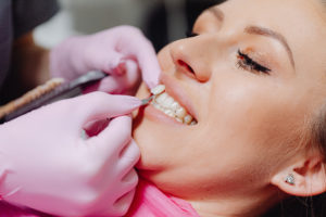 Woman at veneer consultation