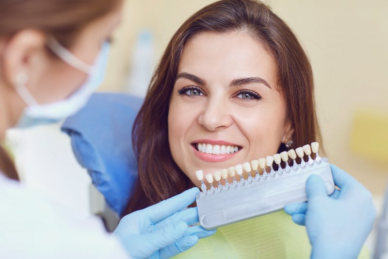 A woman preparing to get teeth whitening